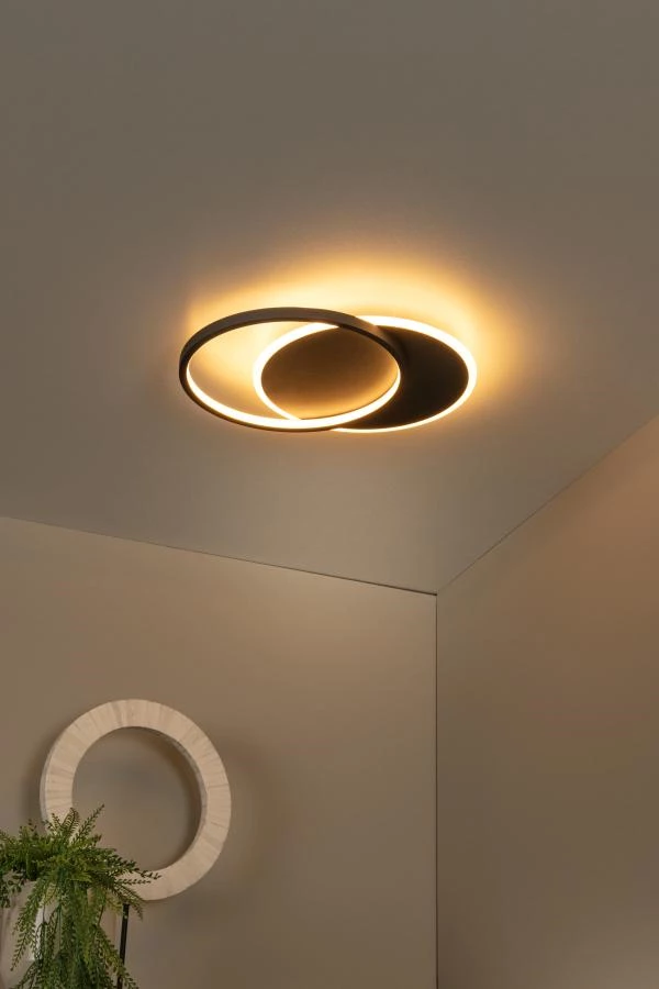 Lucide AXELLE - Flush ceiling light - Ø 29,5 cm- LED 3 StepDim - 1x24W 2700K - Black - atmosphere 1